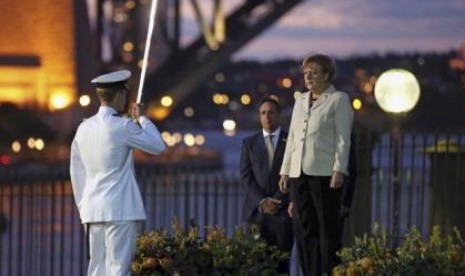 Kanselir Jerman, Angela Merkel, dalam sebuah acara di Sydney, Australia.