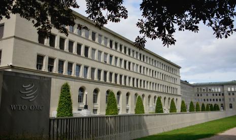 Kantor Pusat WTO di Jenewa,Swiss. memutuskan Amerika Serikat (AS) telah melanggar peraturan perdagangan global dengan menerapkan tarif senilai miliaran dolar AS kepada China.