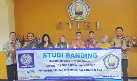 Kantor Urusan Internasional (KUI), Kampus Digital Kreatif Universitas BSI (Bina Sarana Informatika) melakukan kegiatan studi banding ke Sekolah Tinggi Informatika dan Komputer Indonesia (STIKI) Malang, Jawa Timur. Kegiatan ini dilakukan di ruang rapat STIKI Malang, pada Rabu (15/3/2023) silam. 