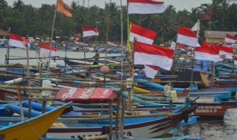 Kapal nelayan di Pelabuhan Pendaratan Ikan Cikidang. 