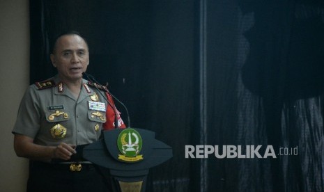 Kapolda Metro Jaya Irjen Pol Mochamad Iriawan memberikan sambutan pada acara silaturahim kapolda metro jaya dengan timses cagub dan cawagub DKI Jakarta di Mapolda Metro Jaya, Kamis (27/10)