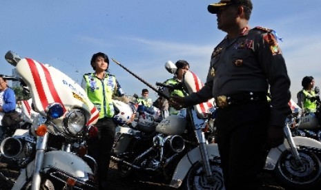 Kapolda Metro Jaya Irjen Unggung Cahyono di kawasan Monas, Jakarta, Rabu (8/4).