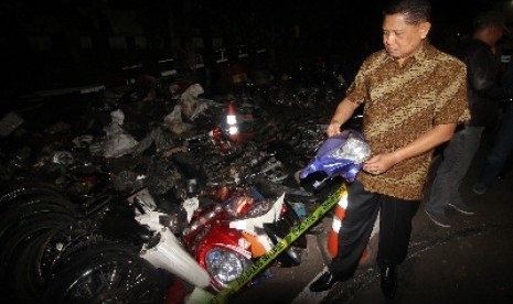 Kapolda Metro Jaya Irjen Unggung Cahyono merilis hasil tangkapan penadah sepeda motor di Mapolresta Depok, Sabtu (28/2) malam.