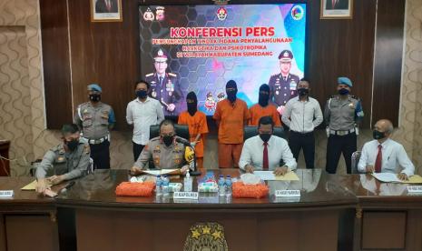 Kapolres Sumedang AKBP Eko Prasetyo saat rilis pengungkapan kasus narkoba.