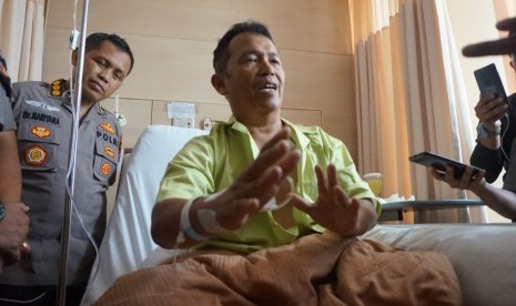 Kapolsek Menes Kompol Dariyanto yang menjadi korban penyerangan saat mendampingi Menkopolhukam Wiranto di Pandeglang. Saat ini dirinya tengah dirawat di RS. Sari Asih, Kota Serang, Jumat (11/10). 