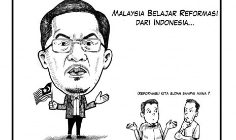 Karikatur Malaysia belajar reformasi dari Indonesia