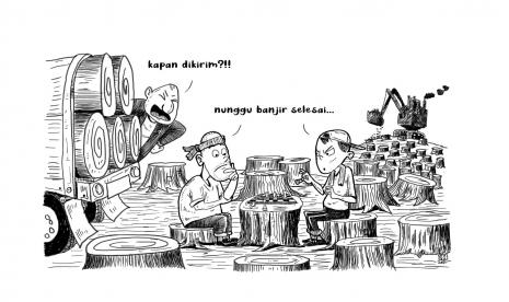 Karikatur Nunggu Banjir Selesai