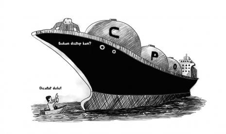 Karikatur opini Republika: Ekspor CPO dibatasi