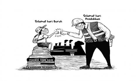 Karikatur opini Selamat Hari Buruh dan Pendidikan