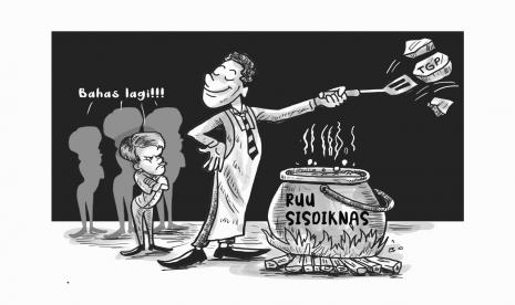 Karikatur polemik RUU Sisdiknas. P2G meminta Kemendikbudristek untuk membentuk Pokja RUU Sisdiknas.