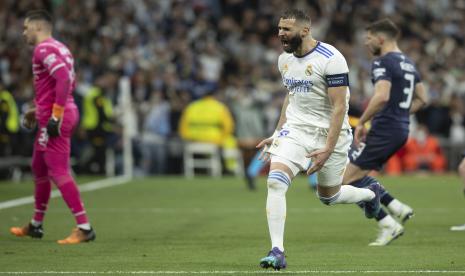 Karim Benzema memastikan Real Madrid melaju ke Final Liga Champions usai mencetak gol kemenangan 3-1 melawan Manchester City pada pertandingan leg kedua Semifinal di Stadio Santiago Bernabeu, Kamis (5/5/2022).