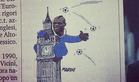 Kartun Balotelli di harian La Gazetta dello Sport