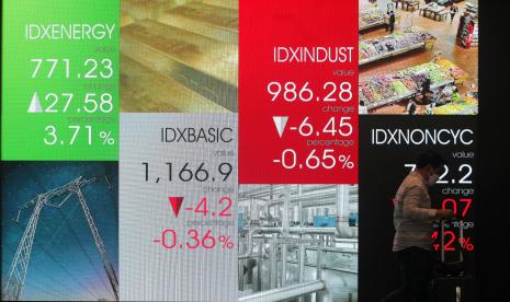 Karyawan melintasi layar monitor pergerakan Indeks Harga Saham Gabungan (IHSG) di Bursa Efek Indonesia, Jakarta (ilustrasi). IHSG pekan ini diprediksi akan banyak terpengaruh sentimen global.