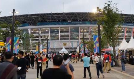 Kasawan Stadion Gelora Bung Karno jelang pembukaan Asian Games 2018, Sabtu (18/8)