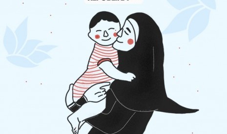 Gambar ibu dan anak kartun muslimah