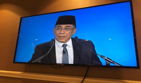 Katib Aam PBNU saat menyampaikan pidato dalam acara International Religious Freedom (IRF) Summit, di Washington, DC, Amerika Serikat, Kamis (15/7) waktu setempat.