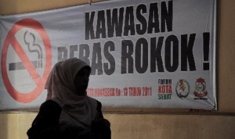 Kawasan bebas rokok, Makassar, Kamis (4/10). 