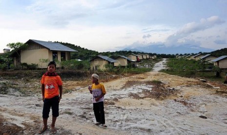  Kawasan pemukiman transmigrasi di Desa Sebunga, Kecamatan Sajingan Besar, Sambas, Kalimantan Barat.  (Republika/Edwin Dwi Putranto)