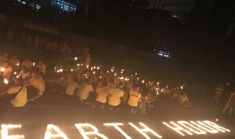 Kawasan SCBD memperingati tahun ke-10 Earth Hour di Jakarta, Sabtu (25/3) malam.