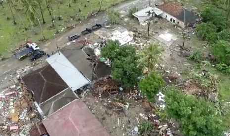 Kawasan terdampak bencana tsunami di Kecamatan Sumur, Banten