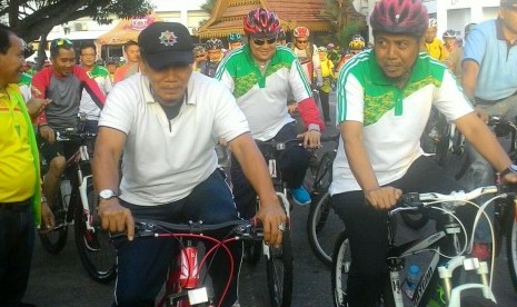 Kegiatan Gowes Pesona Nusantara di Pekanbaru, Riau, Sabtu (8/7).