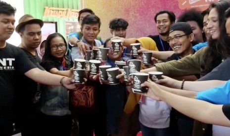 Kegiatan ’Ngopi bareng’ PT KAI di stasiun Gambir, Jakarta Pusat