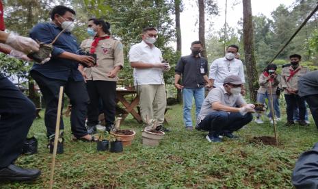 Kegiatan penanaman pohon kantong semar dalam rangka Hari Pers Nasional di wilayah Banyumas.