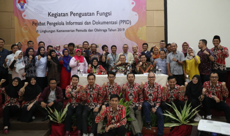 Kegiatan Penguatan Fungsi Pejabat Pengelola Informasi dan Dokumentasi (PPID) 2019 Kemenpora di Hotel Gumilang Regency Hotel, Bandung, Jawa Barat. 