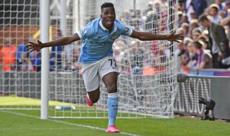 Kelechi Iheanacho merayakan golya ke gawang Crystal Palace