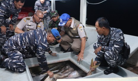 Kementan - TNI AL menggelar patroli laut di Tanjung Balai Karimun