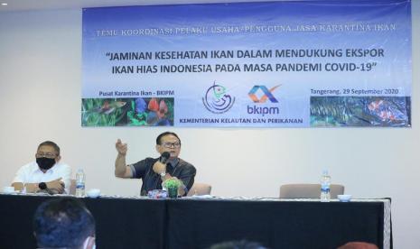 Kementerian Kelautan dan Perikanan (KKP) menggelar Temu Koordinasi antara Stakeholder  Badan Karantina Ikan, Pengendalian Mutu dan Keamanan Hasil Perikanan, dengan mengundang nara sumber Koordinator Penasehat Menteri Kelautan dan Perikanan 2020-2024, Prof Dr Ir Rokhmin Dahuri, Selasa (29/8).