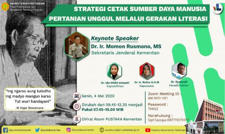 Kementerian menggelar seminar online Strategi Cetak Sumber Daya Manusia Pertanian Unggul Melalui Gerakan Literasi