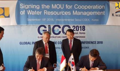 Kementerian PUPR dengan Korea Water Resources Corporation (K-Water) menandatangani Nota Kesepahaman (MoU) kerja sama di bidang pengelolaan sumber daya air