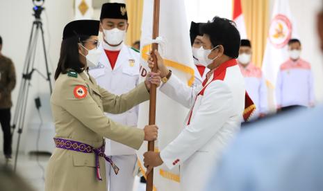 Kepala Badan Pembinaan Ideologi Pancasila (BPIP) Yudian Wahyudi melantik Pelaksana Duta Pancasila Paskibraka Indonesia (DPPI) Tingkat Pusat di Gedung Agung, Istana Kepresidenan Yogyakarta, Selasa (22/11/2022).