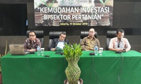 Kepala Pusat Varietas Tanaman dan Perizinan Kementerian Pertanian, Erizal Jamal  dalam Diskusi Forum Wartawan Pertanian (FORWATAN), di Jakarta (17/10).