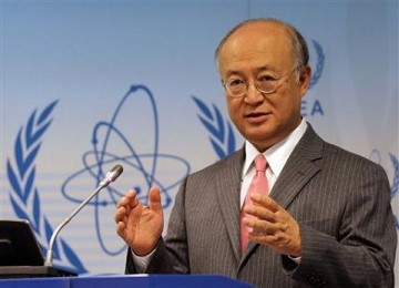 Kepala IAEA, Yukiya Amano dalam pertemuan di Wina, Austria