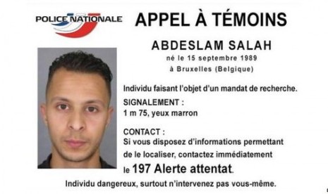 Kepolisian Prancis merilis foto Abdeslam Salah yang diduga salah satu penyerang dalam teror Paris