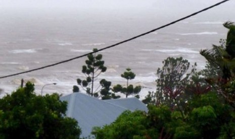  Ketinggian 5 meter saat datangnya badai topan Marcia, Jumat (20/2/2015) di Yeppoon, Queensland.