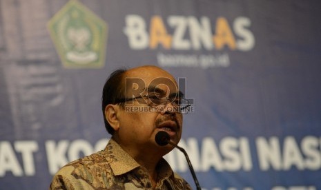 Ketua Badan Amil Zakat Nasional (Baznas) Bambang Sudibyo saat pembukaan Rapat Koordinasi Nasional (Rakornas) Baznas, Jakarta, Selasa (1/12). 