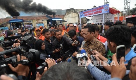 Ketua Badan Narkotika Nasional (BNN) Budi Waseso saat pemusnahan narkoba di Taman Sari, Jakarta, Jumat (26/2). 