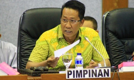 Ketua Baleg DPR RI, Supratman Andi Agtas, usai pengesahan jadwal pembahasan Revisi MD3 di Gedung DPR RI,  Senayan, Jakarta, Rabu (5/4).