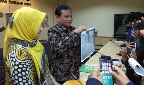 Ketua Bawaslu, Abhan, dalam konferensi pers hasil penanganan dugaan pelanggaran kampanye oleh Partai Solidaritas Indonesia (PSI), Kamis (17/5). Abhan mengungkapkan dua petinggi PSI terancam pidana penjara.