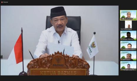 Ketua BAZNAS RI Prof KH Noor Achmad MA, dalam Webinar Kolaborasi dengan Institut Akuntan Publik Indonesia (IAPI) yang diselenggarakan secara daring, Kamis (10/8/2023).