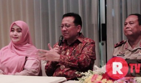 Ketua DPD DKI Jakarta Irman Gusman (tengah) dan  anggota DPD DKI Jakarta, Fahira Idris (kiri) 