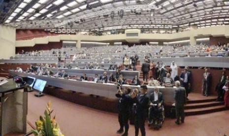 Ketua DPR Bambang Soesatyo dalam sesi Debat Umum Sidang ke-138 Inter-Parliamentary Union (IPU) di Jenewa, Swiss,  Ahad (25/3).