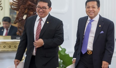 Ketua DPR Setya Novanto (kanan) dan Wakil Ketua DPR Fadli Zon (kiri)