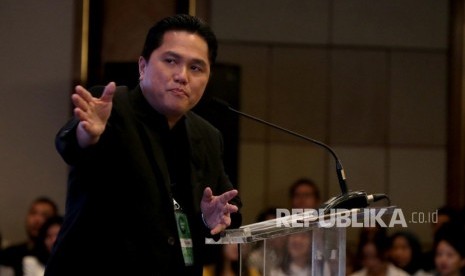 Ketua INASGOC Erick Thohir saat menjadi pembicara di acara Idea Fest 2018. Acara yang dibuka oleh Presiden Republik Indonesia Joko Widodo ini digelar 26-27 Oktober di JCC.