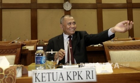 Ketua Komisi Pemberantasan Korupsi (KPK) Agus Rahardjo saat mengikuti Rapat Dengar Pendapat dengan Komisi VII di Kompleks Parlemen, Jakarta, Rabu (26/10).