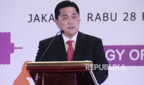 Ketua Komite Olimpiade Indonesia (KOI) Erick Thohir saat pembukaan RAT KOI,  Rabu (28/2) di Hotel J.Luwansa Jakarta.