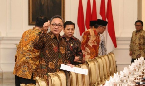 Ketua MPR RI Zulkifli Hasan dalam acara Silaturrahmi Presiden dengan Pimpinan Lembaga Negara di Istana Negara.